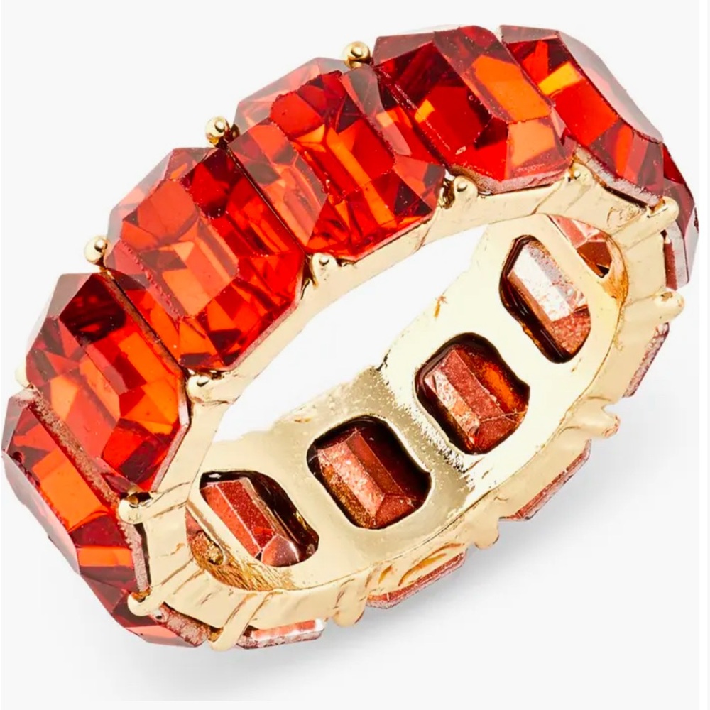 Emerald Cut Crystal Eternity Band Ring Cooper-Gold